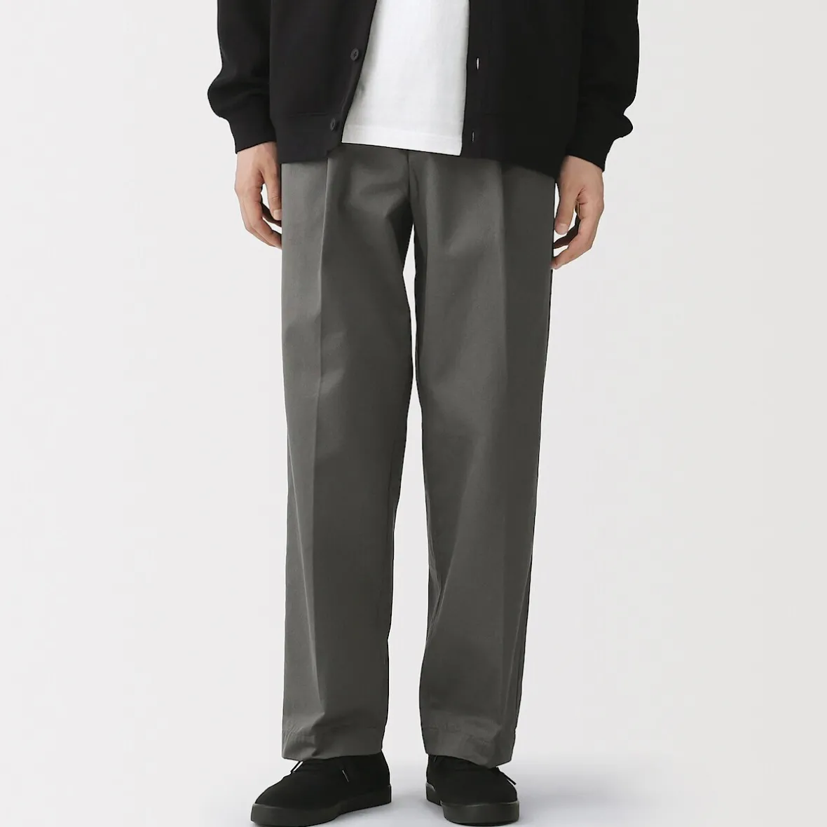 Discount Muji Pantalones chinos anchos con pliegues delanteros para hombre