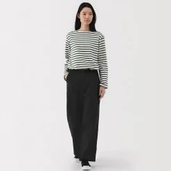 Clearance Muji Pantalones chinos con pinzas y pernera larga de algodón para mujer