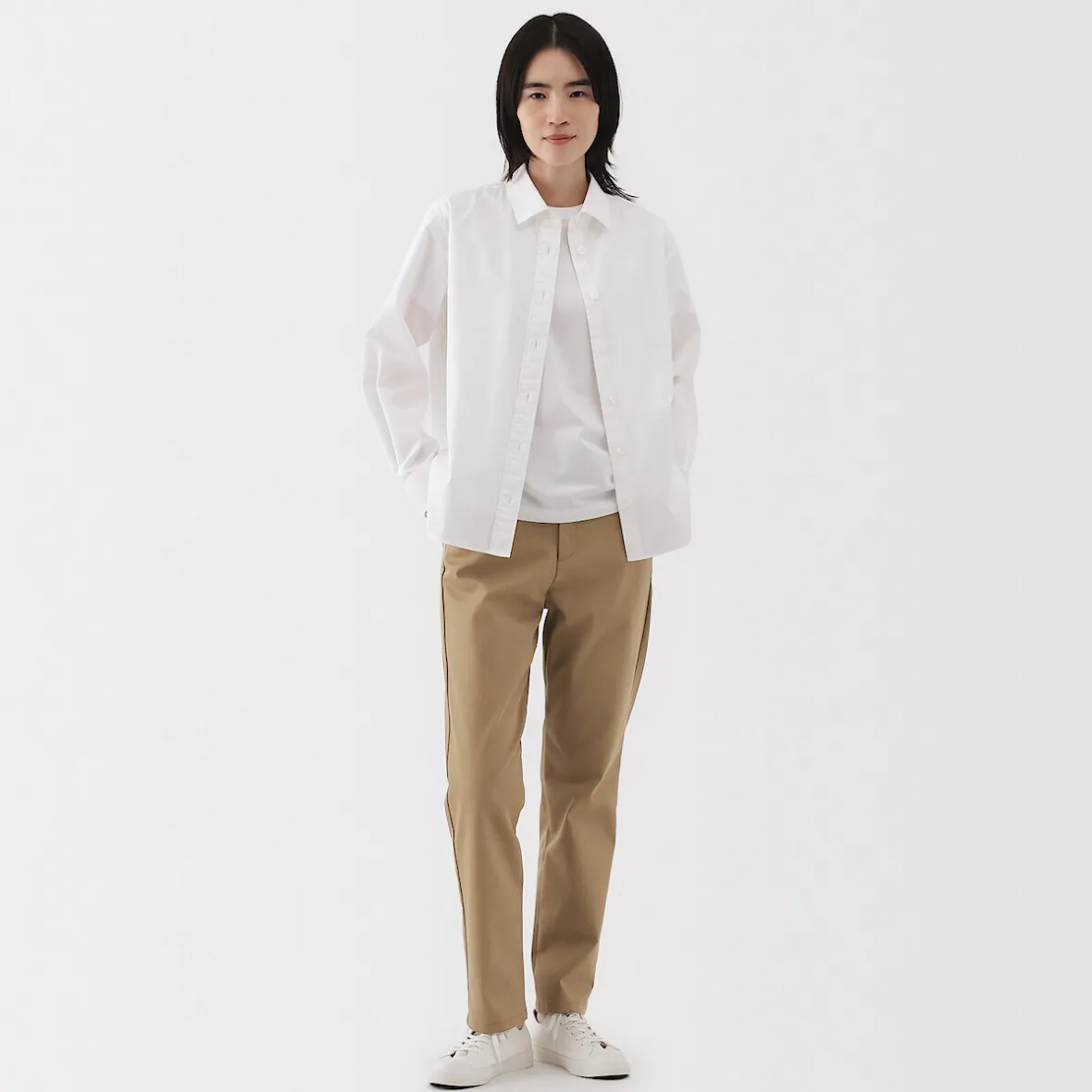 Outlet Muji Pantalones chinos Slim elásticos en 4 direcciones para mujer