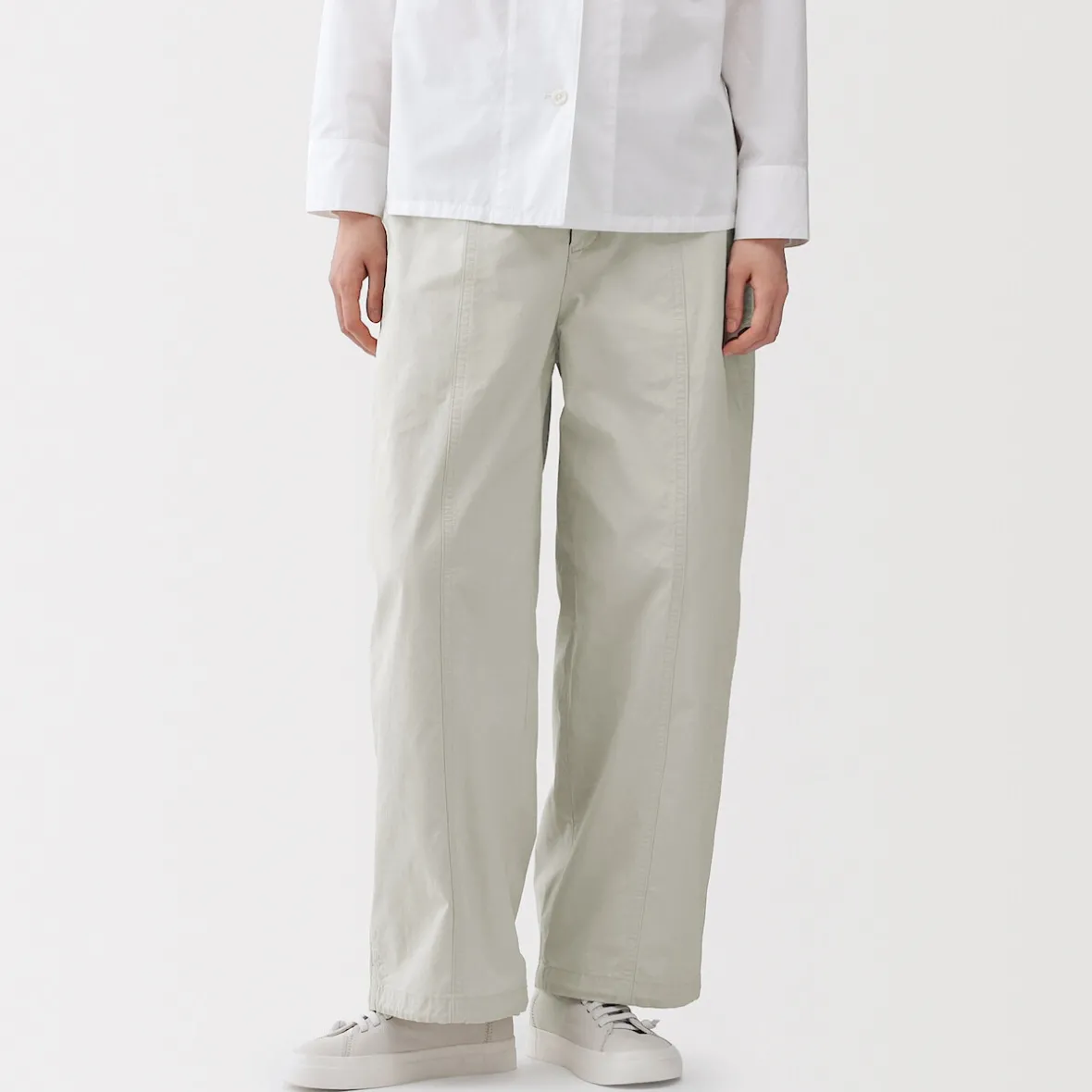 New Muji Pantalones con cordón de algodón ligero para mujer