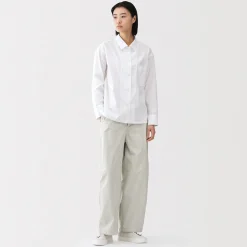 New Muji Pantalones con cordón de algodón ligero para mujer
