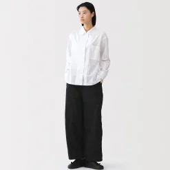 New Muji Pantalones con cordón de algodón ligero para mujer
