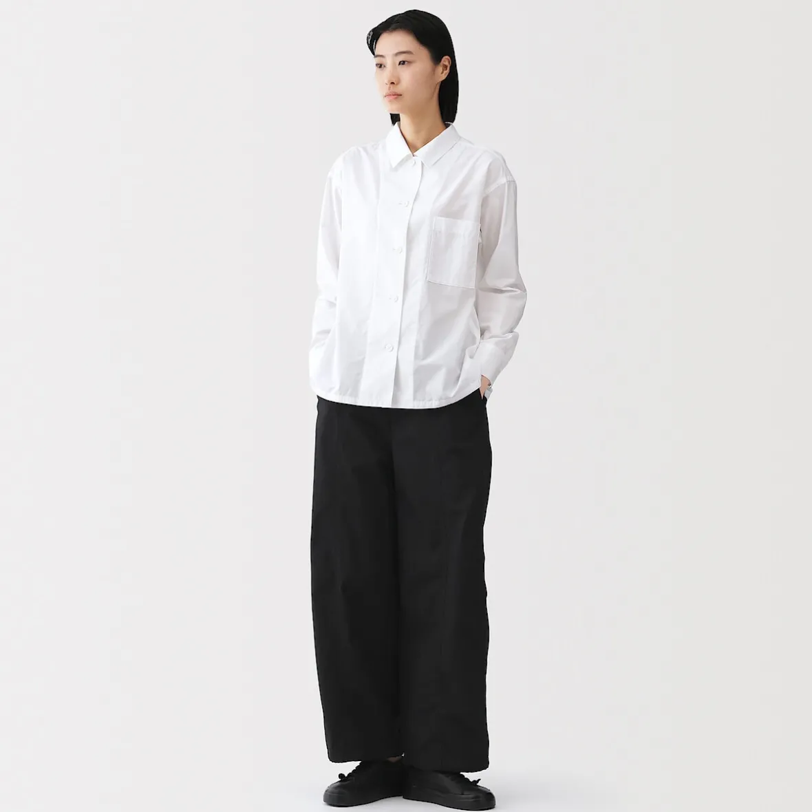 New Muji Pantalones con cordón de algodón ligero para mujer