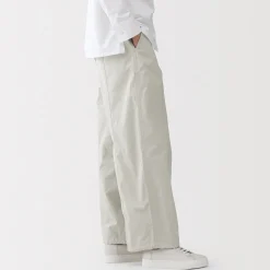 New Muji Pantalones con cordón de algodón ligero para mujer