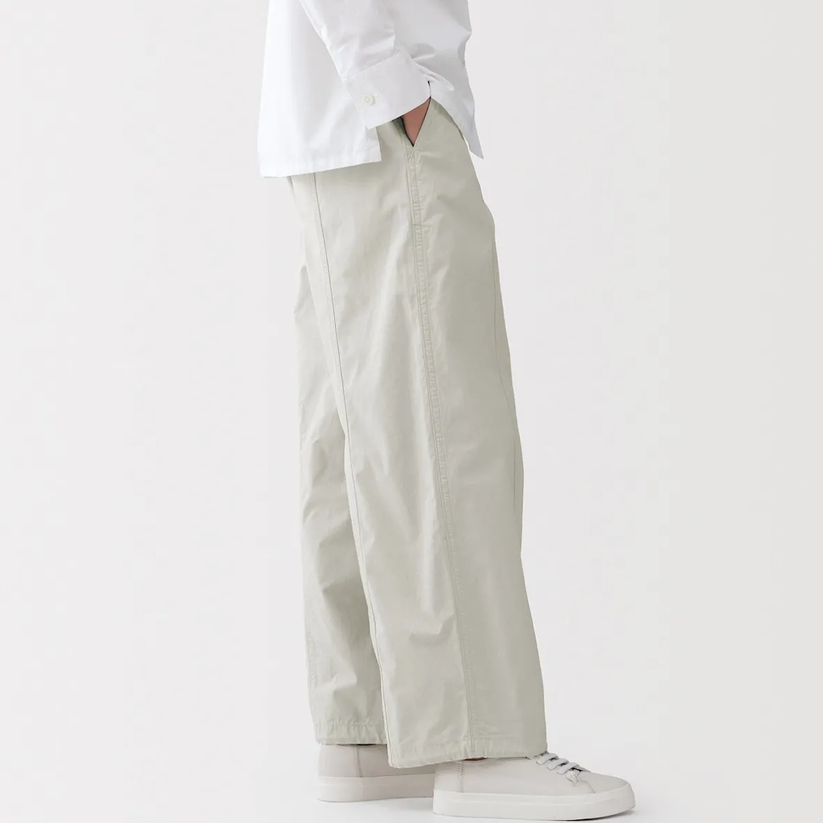 New Muji Pantalones con cordón de algodón ligero para mujer