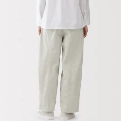 New Muji Pantalones con cordón de algodón ligero para mujer