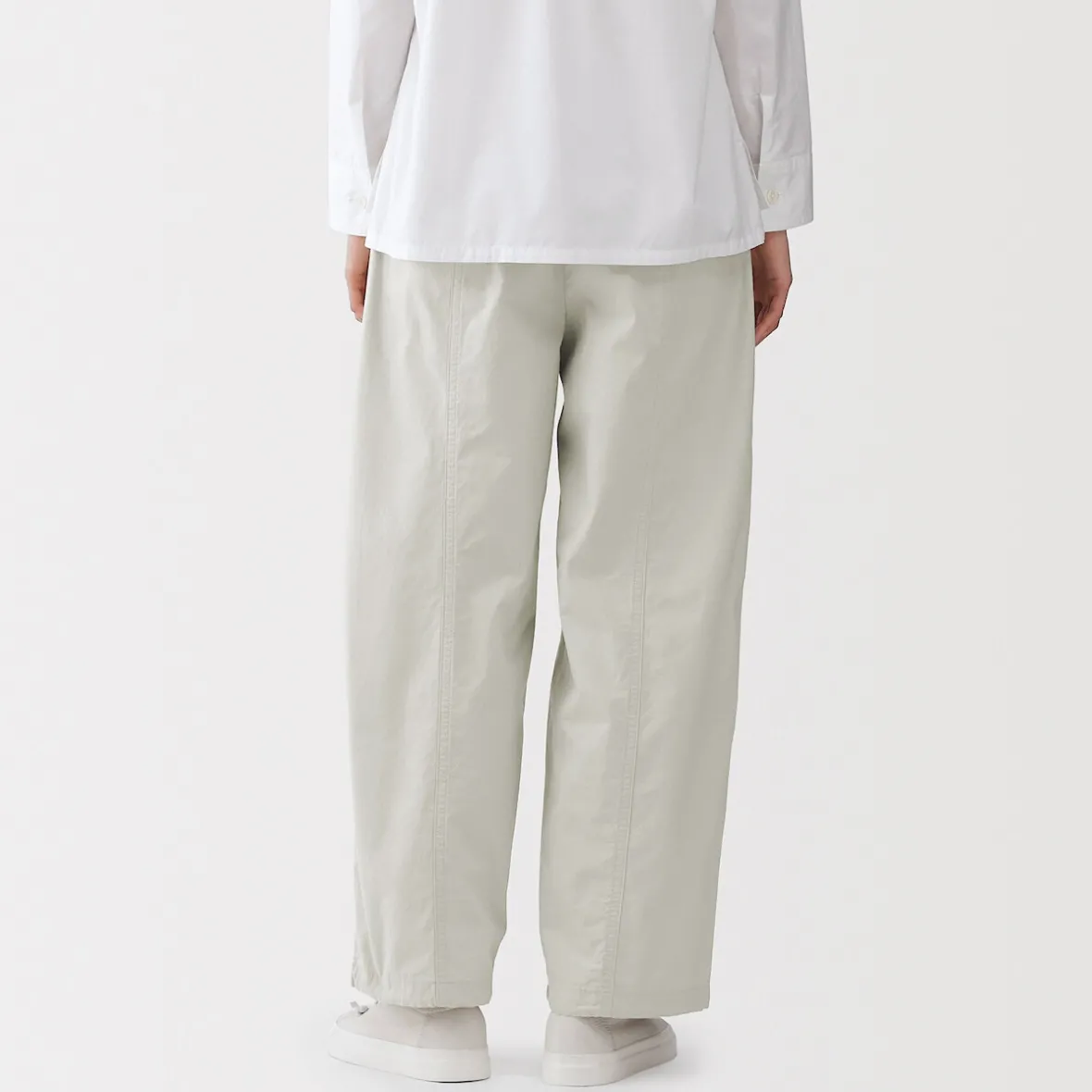 New Muji Pantalones con cordón de algodón ligero para mujer
