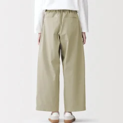 Clearance Muji Pantalones con corte tapered en sarga de algodón para mujer