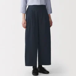 Clearance Muji Pantalones con corte tapered en sarga de algodón para mujer