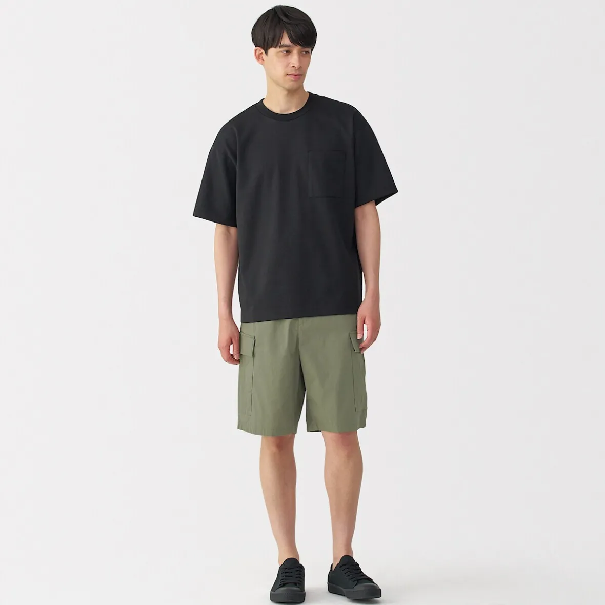 Best Muji Pantalones cortos cargo de mezcla de algodón lavado para hombre