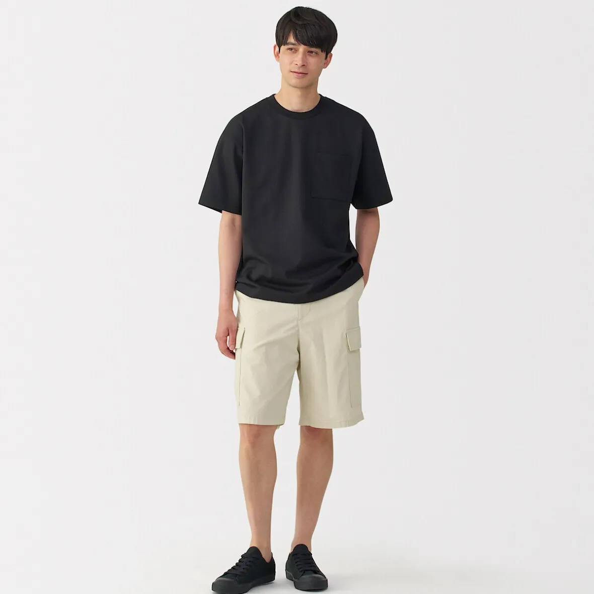 Best Muji Pantalones cortos cargo de mezcla de algodón lavado para hombre