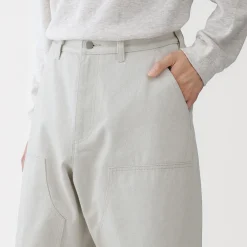 Sale Muji Pantalones de algodón reciclado con doble rodillera para hombre Blanco Roto