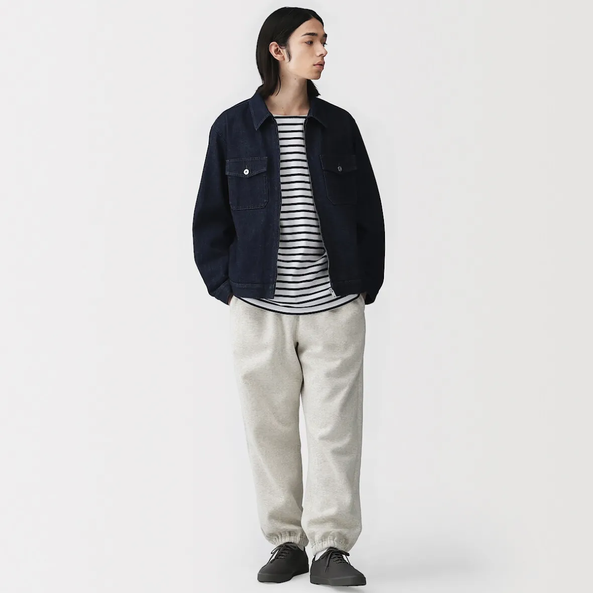 Hot Muji Pantalones de chándal de ajuste holgado para hombre