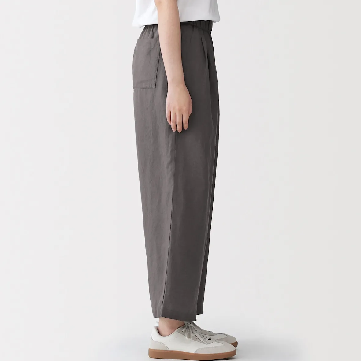 Online Muji Pantalones de lino lavado y pierna ancha para mujer