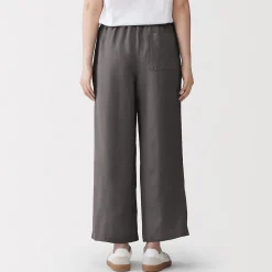 Online Muji Pantalones de lino lavado y pierna ancha para mujer