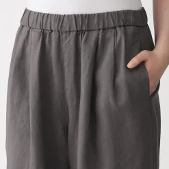 Online Muji Pantalones de lino lavado y pierna ancha para mujer