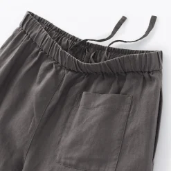 Online Muji Pantalones de lino lavado y pierna ancha para mujer