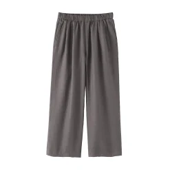 Online Muji Pantalones de lino lavado y pierna ancha para mujer