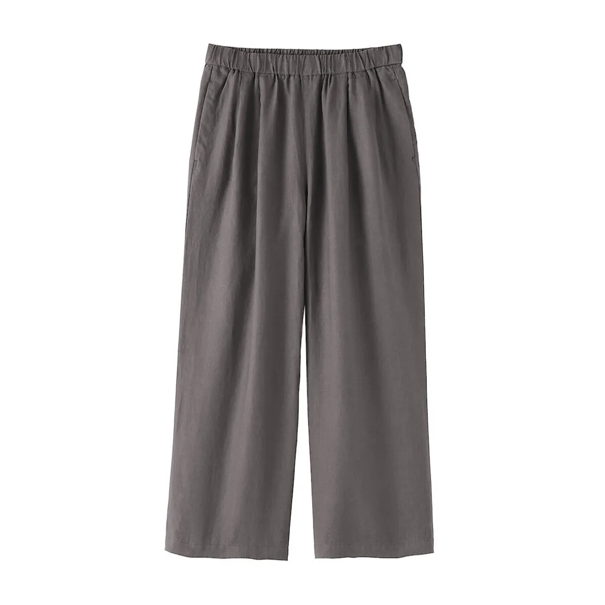 Online Muji Pantalones de lino lavado y pierna ancha para mujer