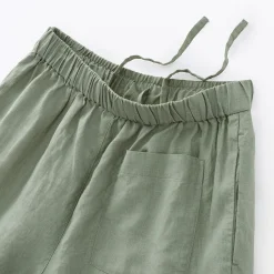 Online Muji Pantalones de lino lavado y pierna ancha para mujer