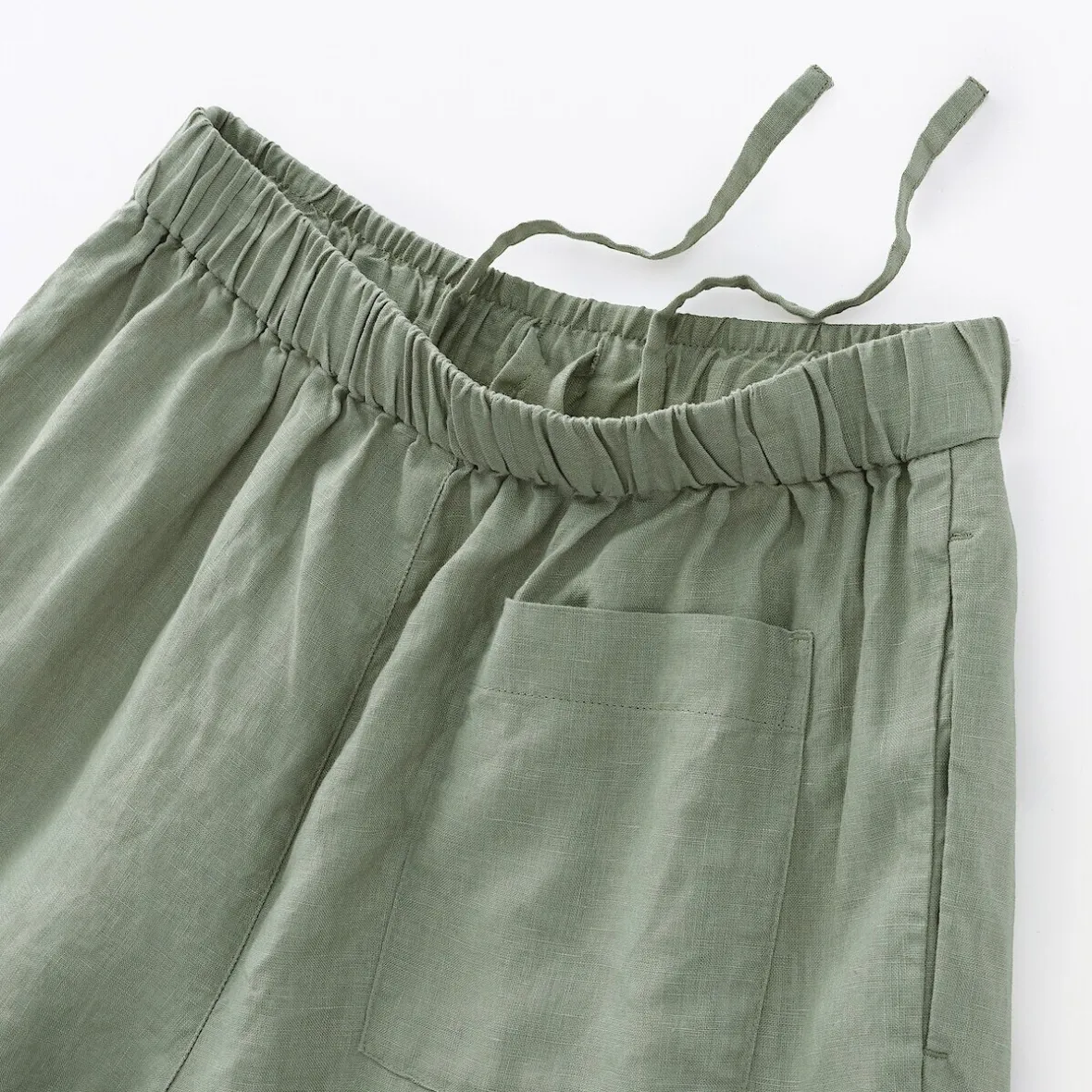 Online Muji Pantalones de lino lavado y pierna ancha para mujer