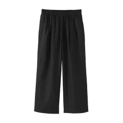 Online Muji Pantalones de lino lavado y pierna ancha para mujer