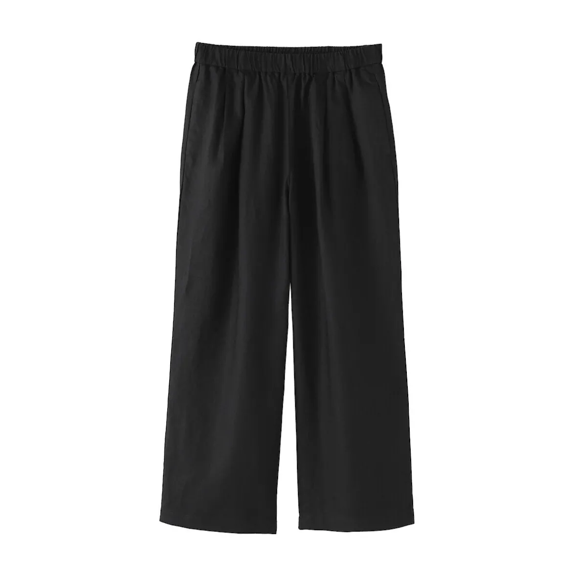 Online Muji Pantalones de lino lavado y pierna ancha para mujer