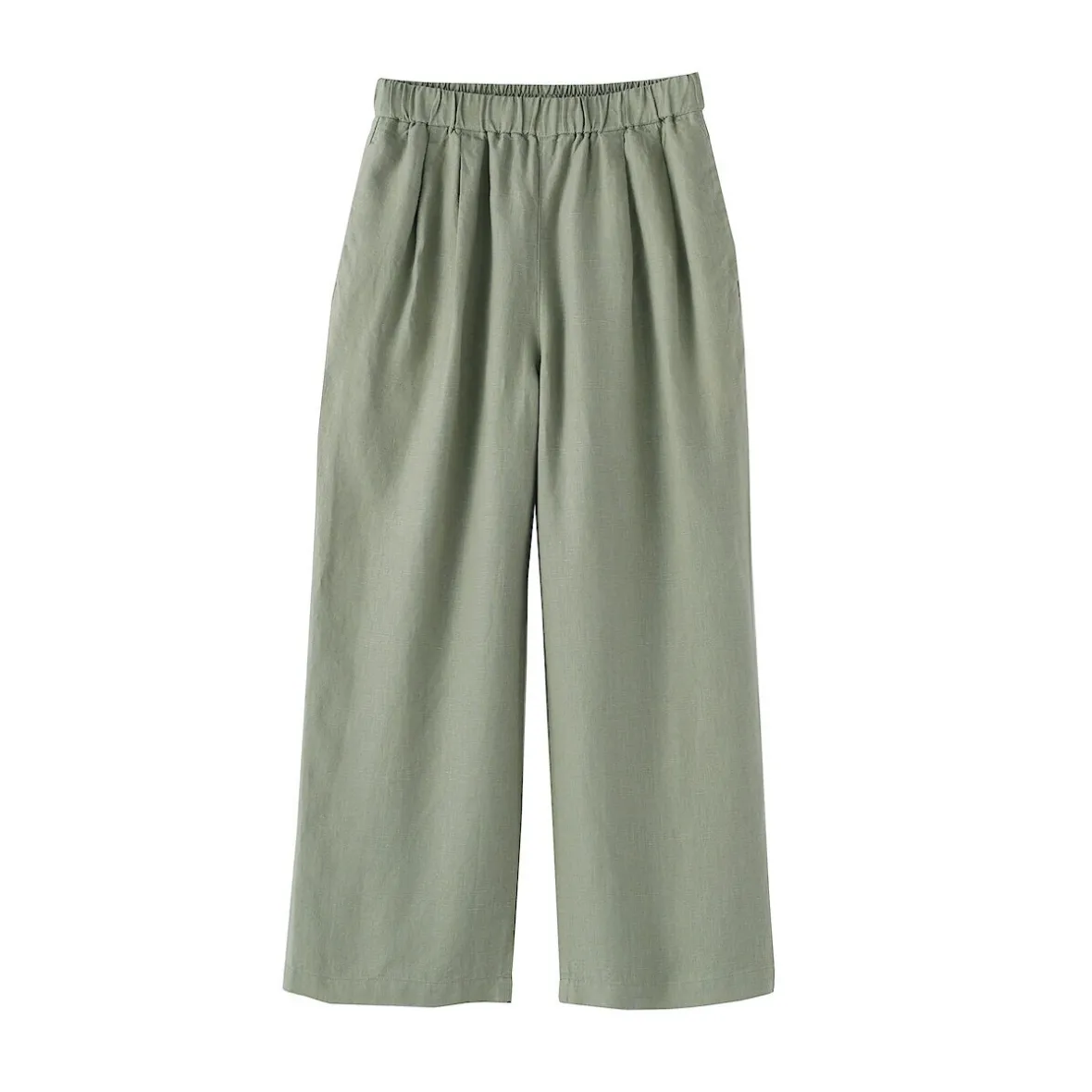 Online Muji Pantalones de lino lavado y pierna ancha para mujer