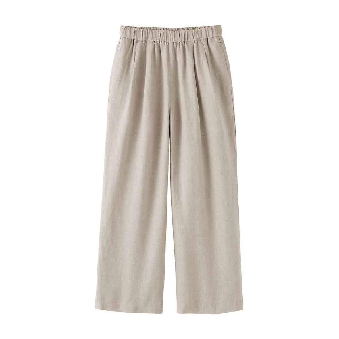 Online Muji Pantalones de lino lavado y pierna ancha para mujer