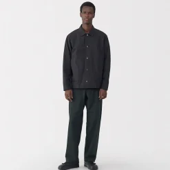 Muji Pantalones de sarga, tejido washi y ancho de pierna para hombre