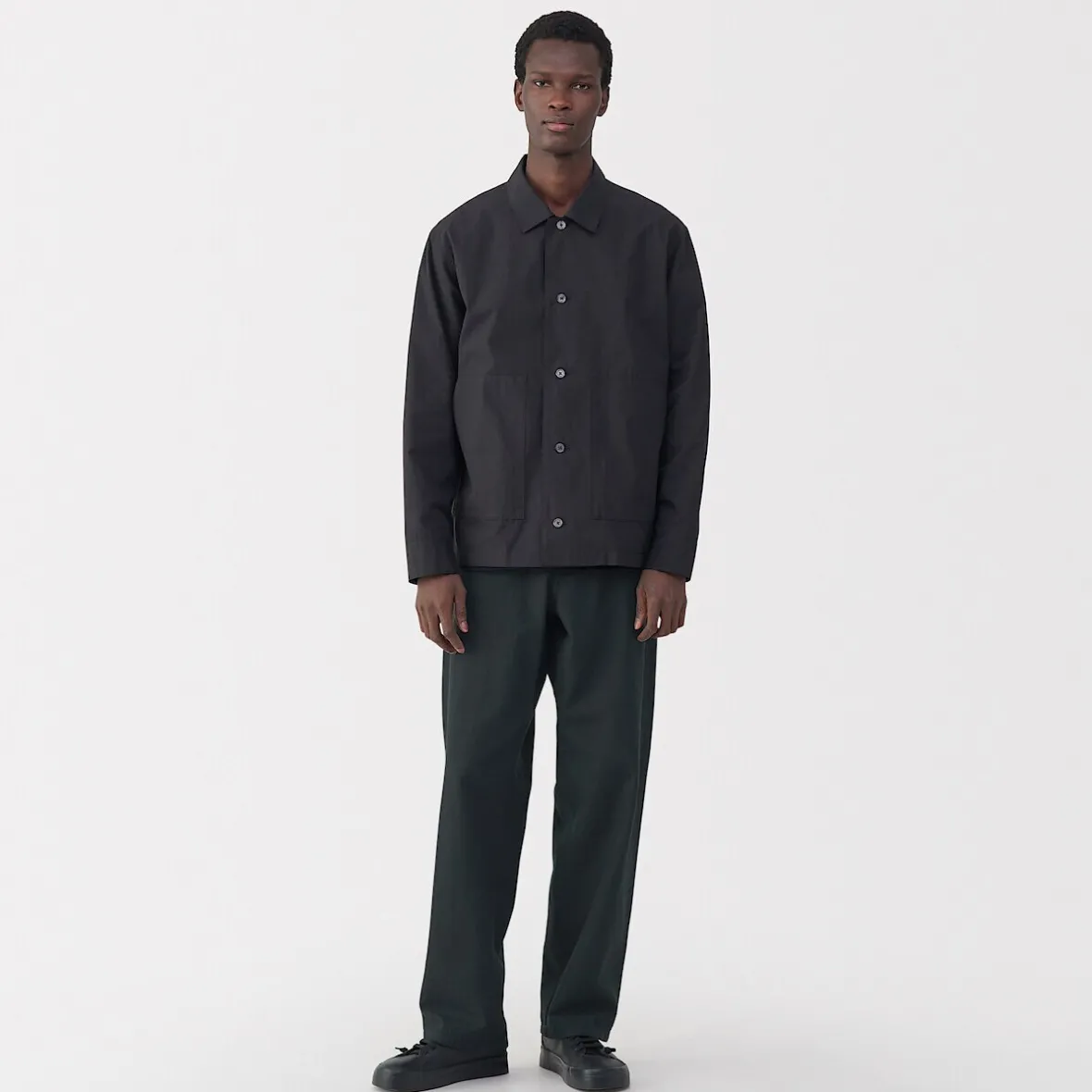 Muji Pantalones de sarga, tejido washi y ancho de pierna para hombre
