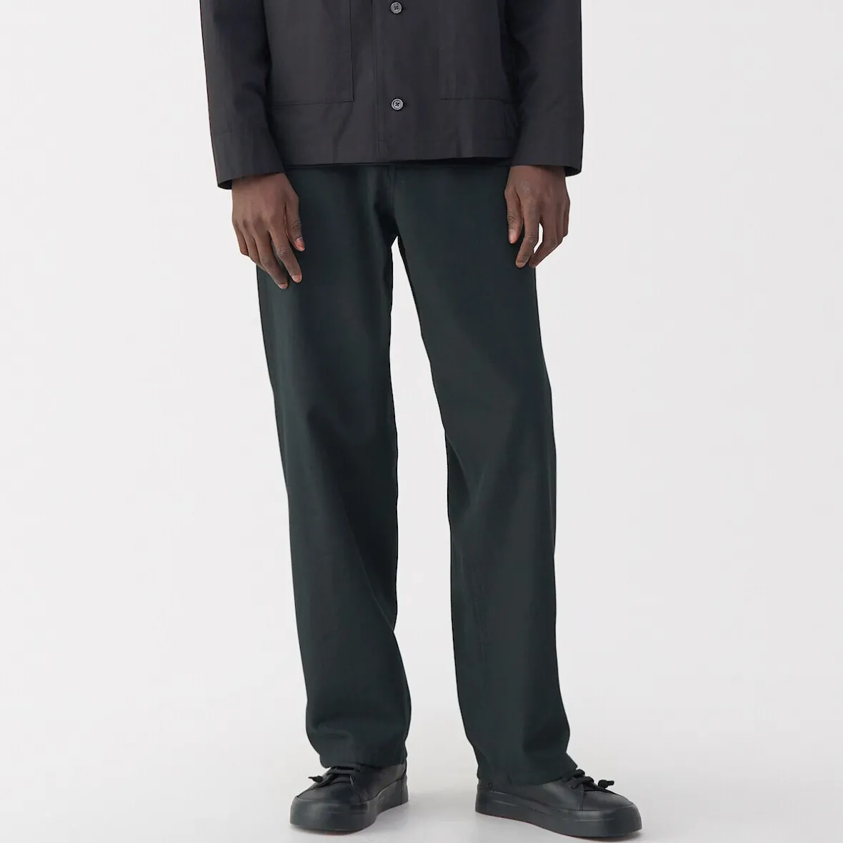 Muji Pantalones de sarga, tejido washi y ancho de pierna para hombre