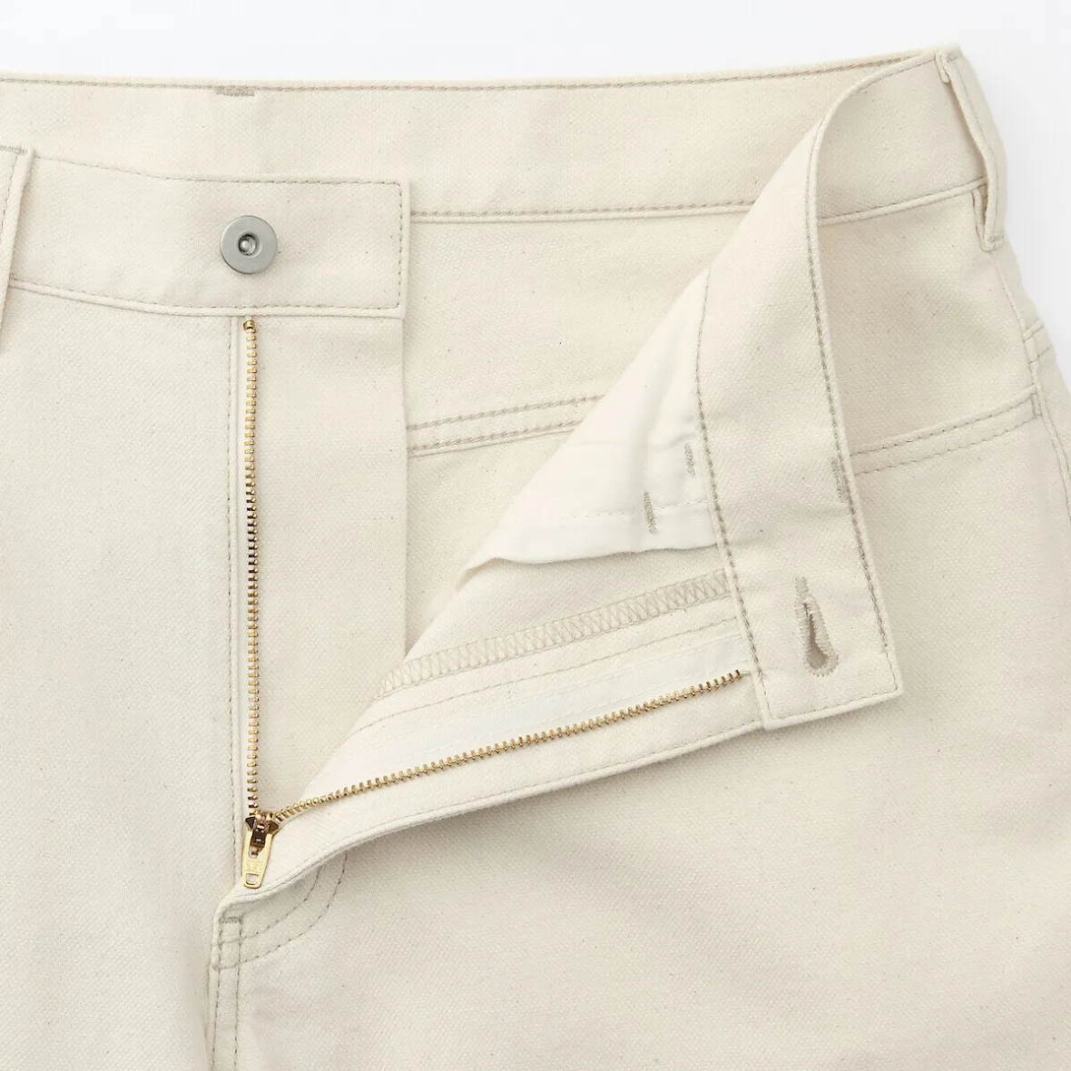 Muji Pantalones de sarga, tejido washi y ancho de pierna para hombre
