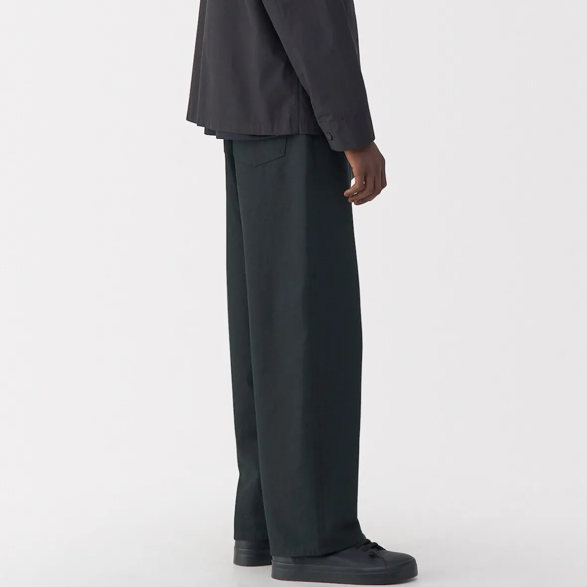 Muji Pantalones de sarga, tejido washi y ancho de pierna para hombre