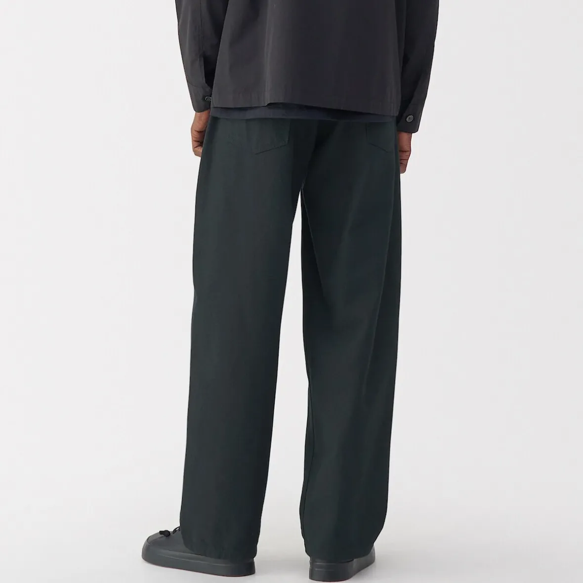 Muji Pantalones de sarga, tejido washi y ancho de pierna para hombre