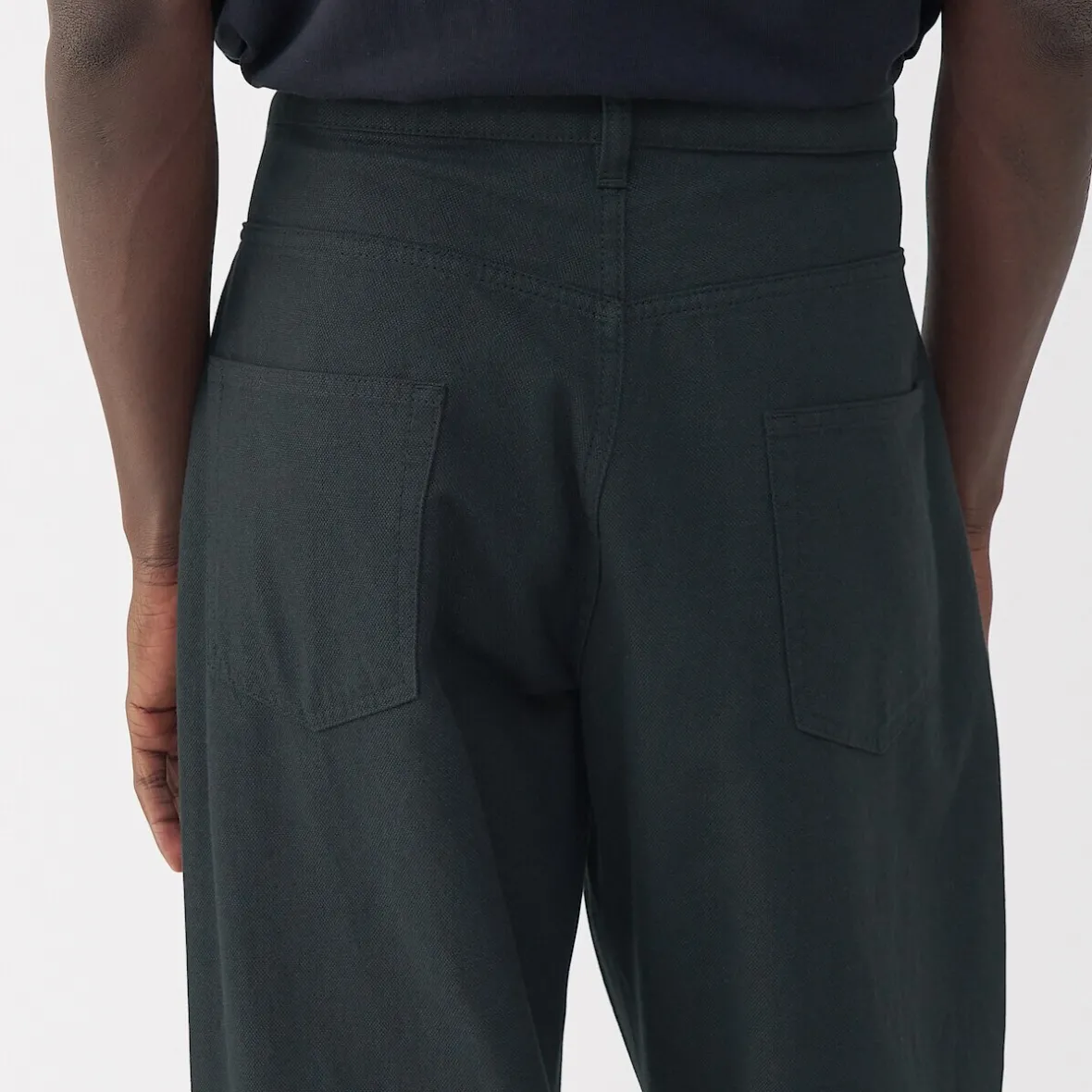 Muji Pantalones de sarga, tejido washi y ancho de pierna para hombre