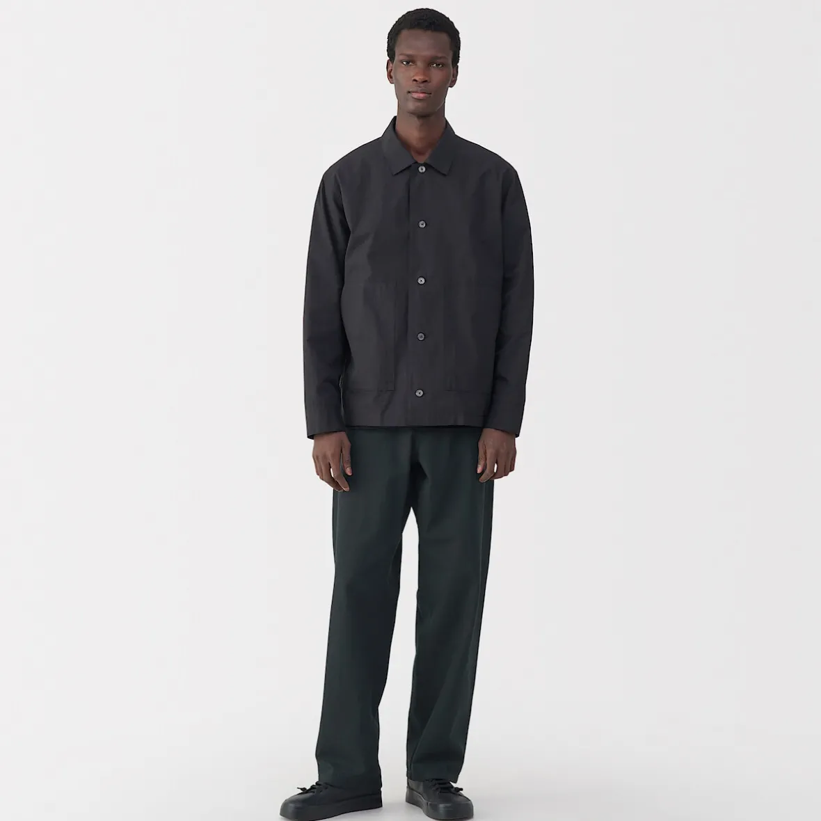 Muji Pantalones de sarga, tejido washi y ancho de pierna para hombre