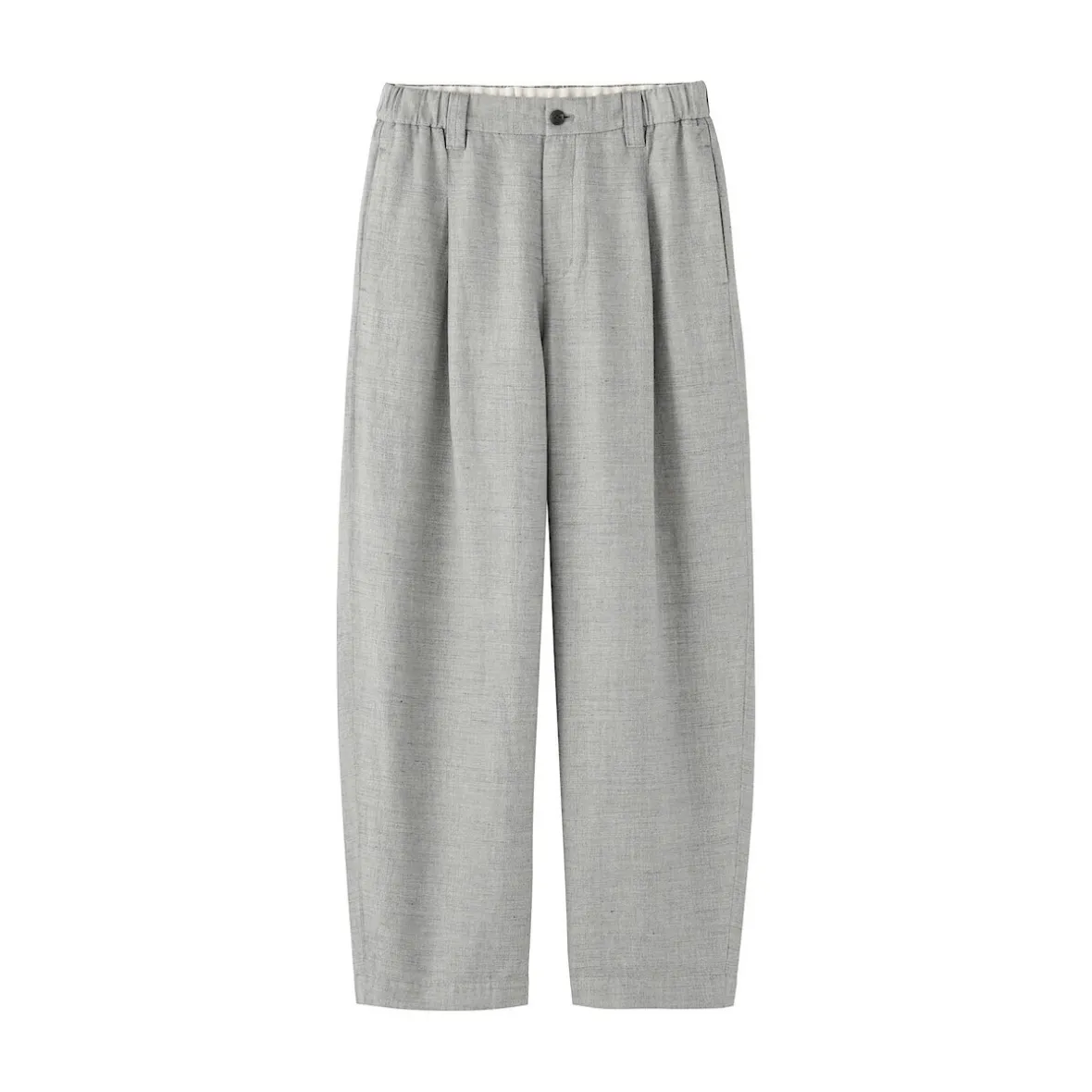 Sale Muji Pantalones plisados con patrón de espina de pez de mezcla de lino para mujer Gris