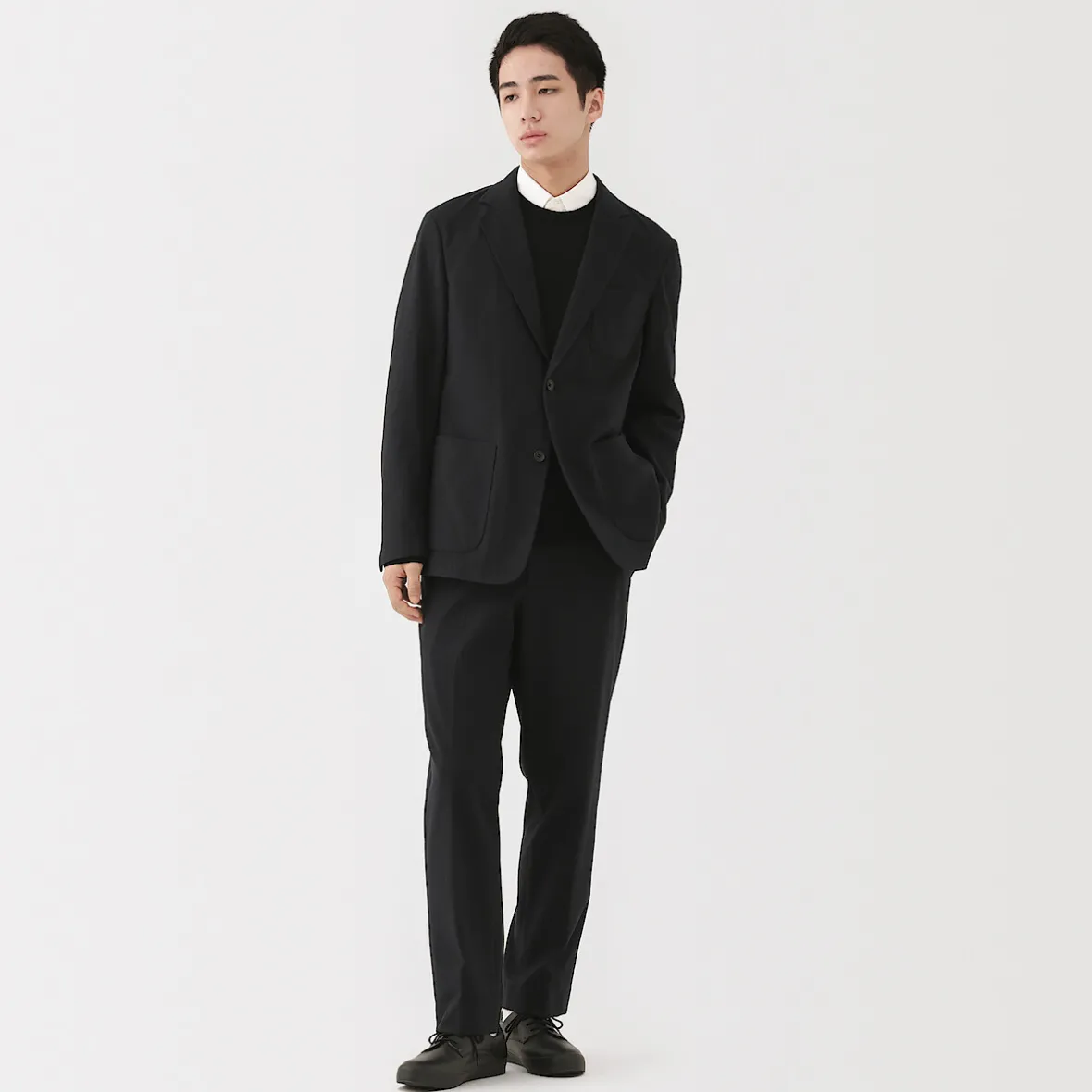Outlet Muji Pantalones plisados elásticos y cepillados para hombre