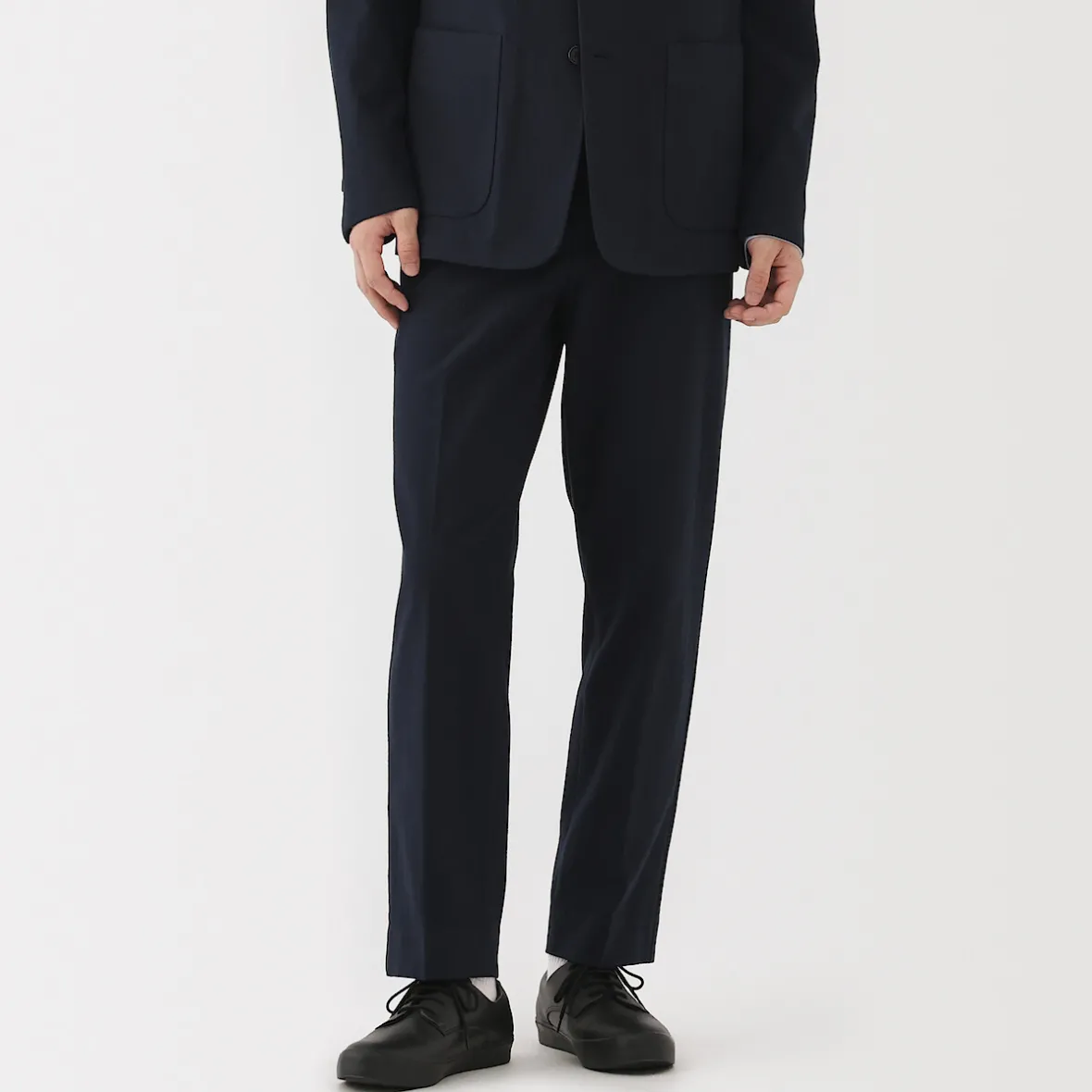Outlet Muji Pantalones plisados elásticos y cepillados para hombre