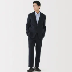 Outlet Muji Pantalones plisados elásticos y cepillados para hombre
