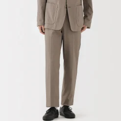 Outlet Muji Pantalones plisados elásticos y cepillados para hombre