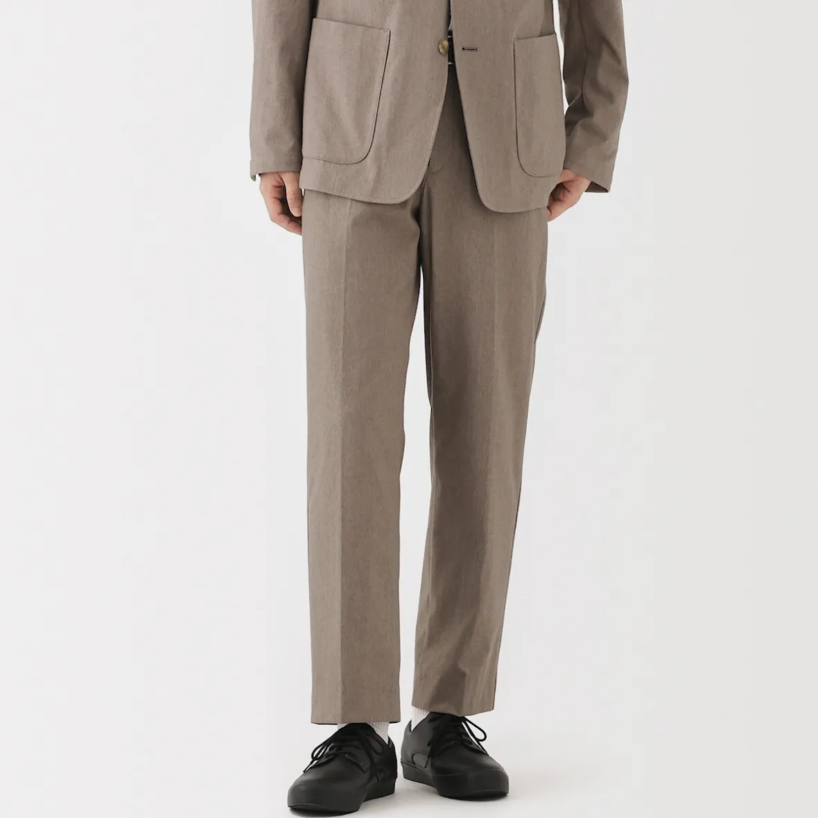 Outlet Muji Pantalones plisados elásticos y cepillados para hombre