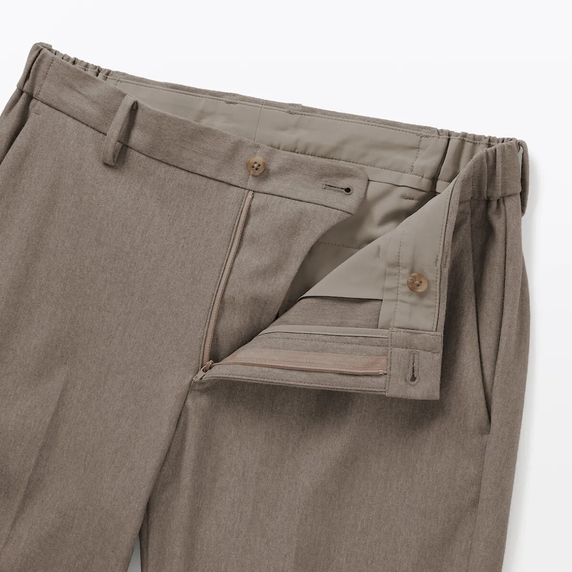 Outlet Muji Pantalones plisados elásticos y cepillados para hombre
