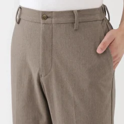Outlet Muji Pantalones plisados elásticos y cepillados para hombre