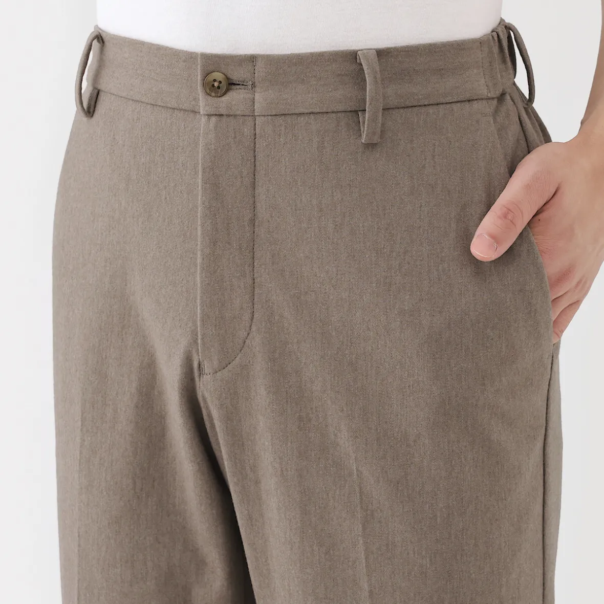 Outlet Muji Pantalones plisados elásticos y cepillados para hombre