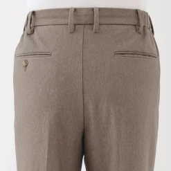 Outlet Muji Pantalones plisados elásticos y cepillados para hombre