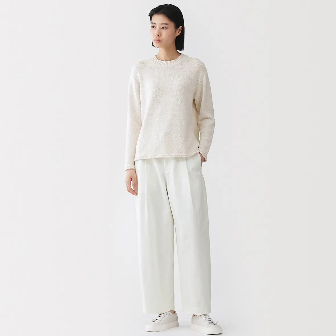 Outlet Muji Pantalones tipo cocoon de algodón plisados para mujer