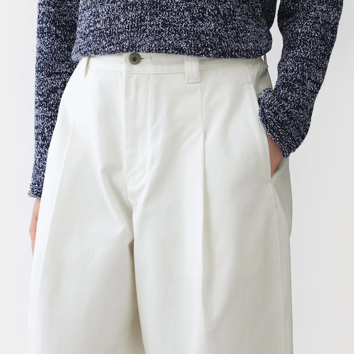 Outlet Muji Pantalones tipo cocoon de algodón plisados para mujer