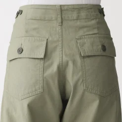 Sale Muji Pantalones tobilleros de algodón lavado para mujer